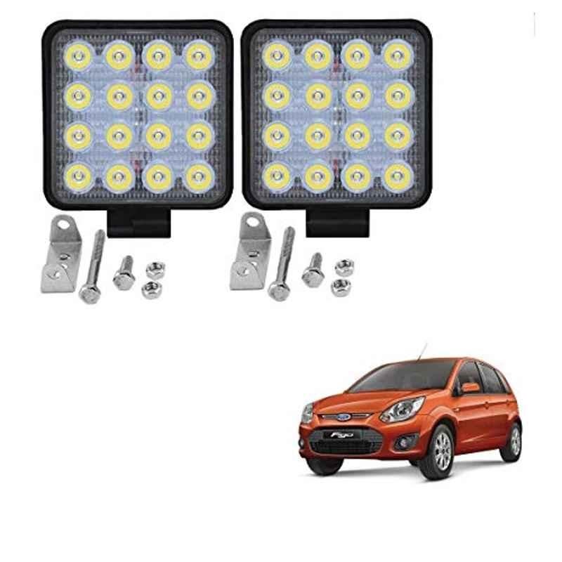 Kozdiko 2 Pcs 48W 16 LED White Bright Beam Square Fog Light Set for Ford Old Figo (2009-2014), koz_92549