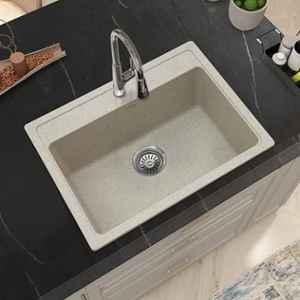 Plantex 24x18 inch Mosaic Grey Matt Quartz Sink For Kitchen/UV Protected Kitchen Sink/Granite Single Bowl Sink/Undermount/Top mount