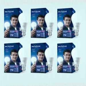 Magik Maximo Plus 7W 6500K B22 Cool White LED Bulb (Pack of 6), LUMAP007C4129E6