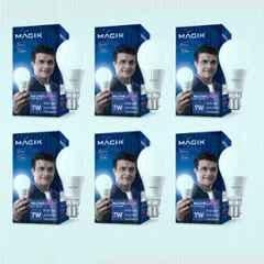 Magik Maximo Plus 7W 6500K B22 Cool White LED Bulb (Pack of 6), LUMAP007C4129E6
