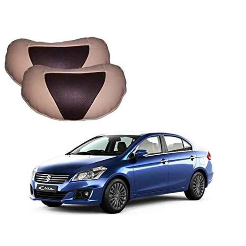 Kozdiko 2 Pcs Brown & Beige Neck Rest Set for Maruti Suzuki Ciaz Facelift 2018-Present, koz_38817