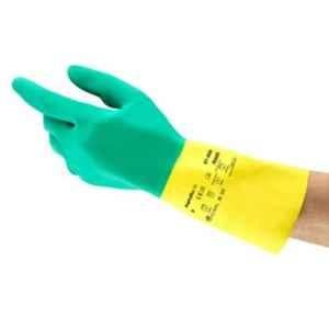 Ansell Alphatec Green & Yellow Natural Rubber Latex & Neoprene Industrial Hand Gloves, Size: 9, 87-900 (Pack of 12)