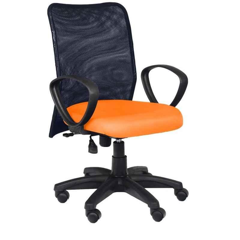 Caddy PU Orange & Black Adjustable Office Chair with Back Support, DM 93