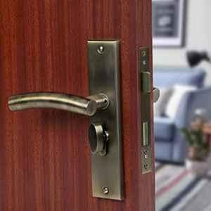 Saze 8 inch Stainless Steel Antique Brass Finish Cylindrical Plate One Side Key Mortise Door Lock Handle Set with 3 Keys, MG-1101