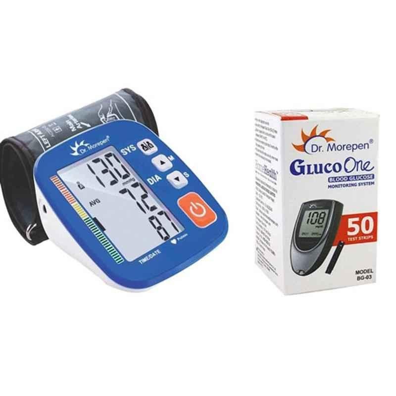 Dr. Morepen BP-02-XL Blood Pressure Monitor & BG-03 Gluco One 50 Test Strips Combo