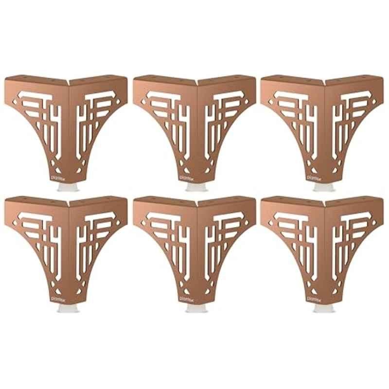 Plantex 4 inch Stainless Steel Rose Gold L Shape Sofa Legs with Rubber Grip (Pack of 6)