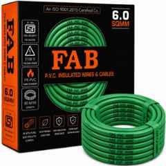 FAB 6 Sqmm FR PVC CCA Copper Green Multistrand Electrical Wire, Length: 90 m