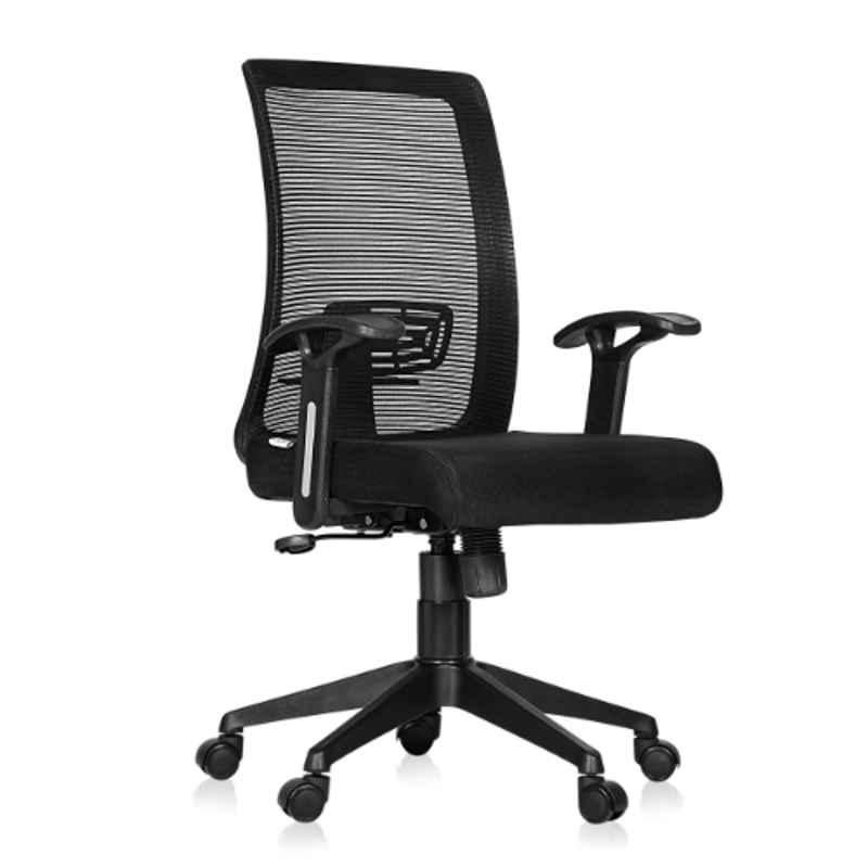 Da URBAN Elite Black Mid-Back Revolving Mesh Ergonomic Chair for Home & Office