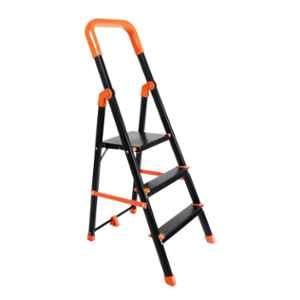 Mizu Mystic 3 Step Aluminium Black Premium Foldable Ladder with Platform & 5 Years Warranty