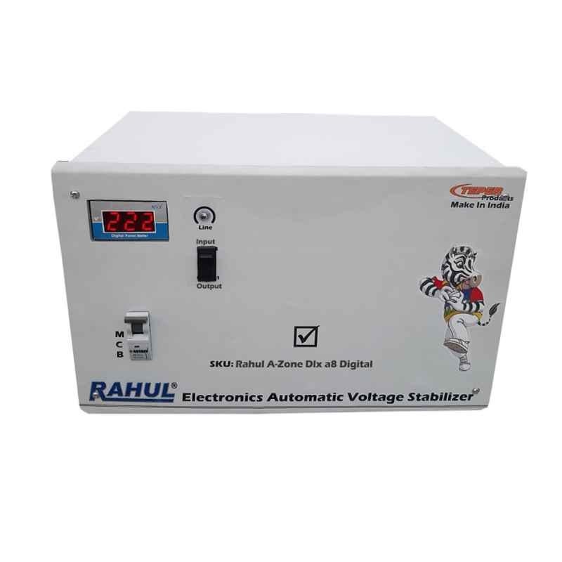 Rahul A-Zone Dlx a8 Digital 8kVA 32A 100-280V 5 Step Automatic Voltage Stabilizer for Main Line Use