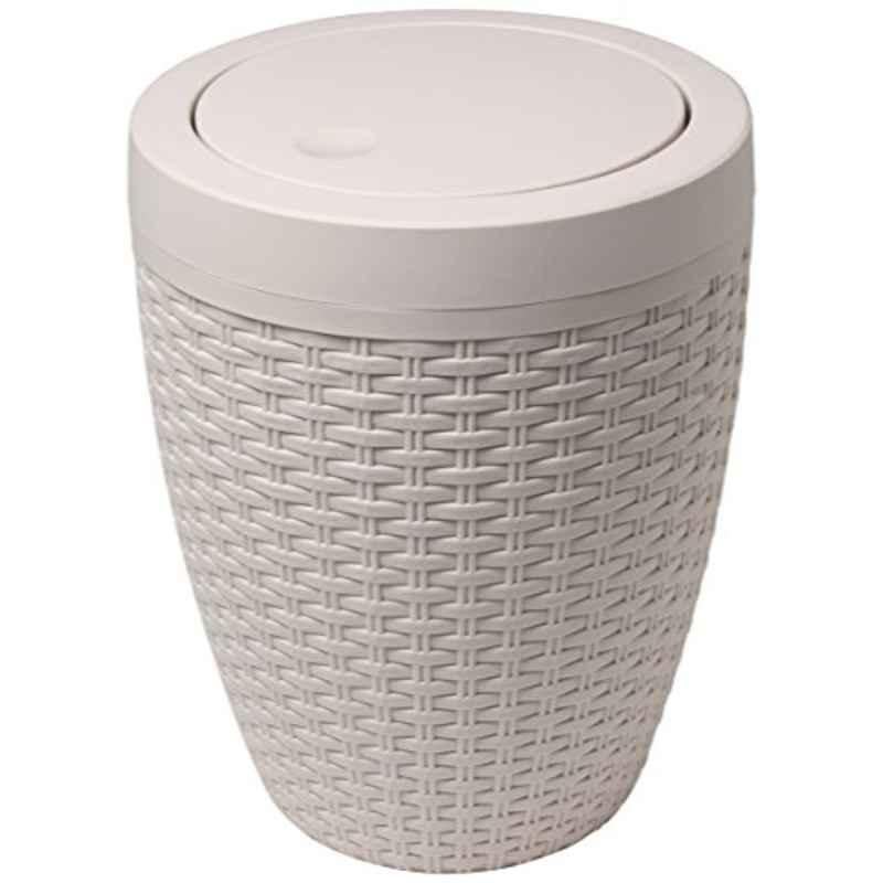 Addis 5L Plastic Calico Linen Round Bathroom Bin with Swing Lid, 515799