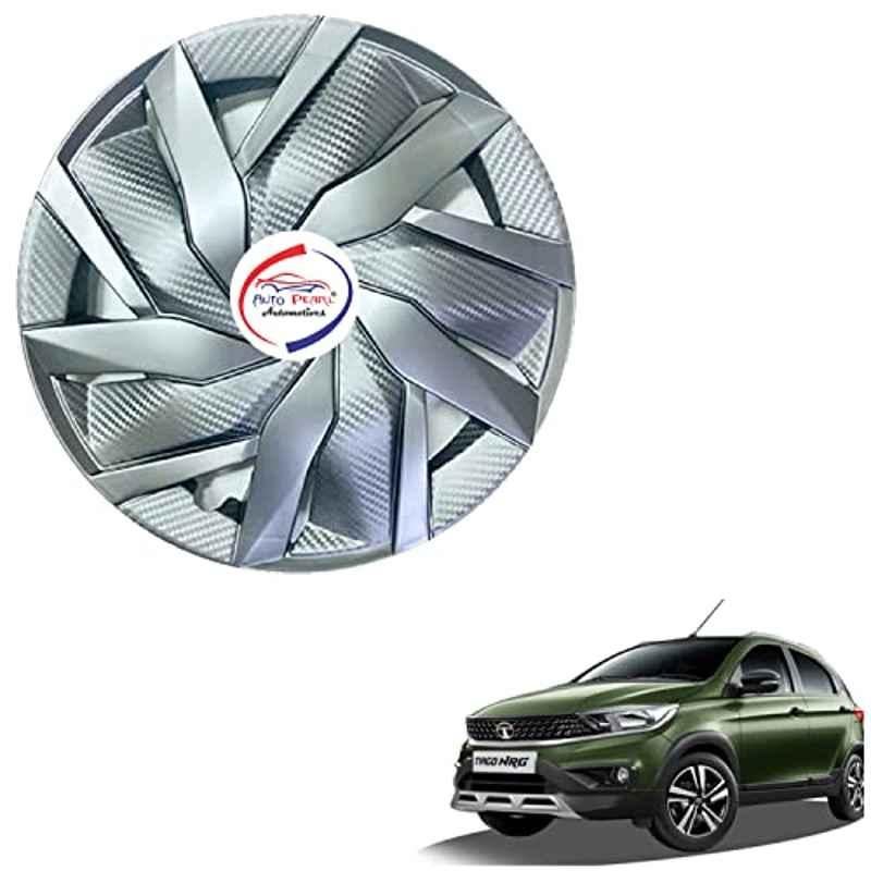 Auto Pearl 4 Pcs 13 inch ABS Silver EGS31 Hubcap Wheel Cover Set with Retention Ring for Daewoo Matiz