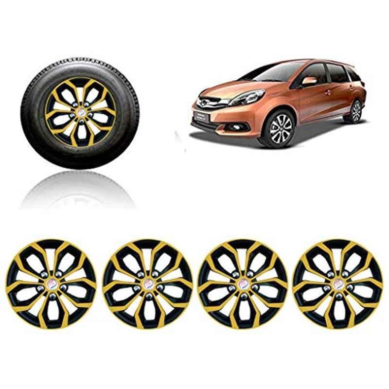 Auto Pearl 4 Pcs 15 inch ABS Golden & Black Car Wheel Cover Set for Honda Mobilio