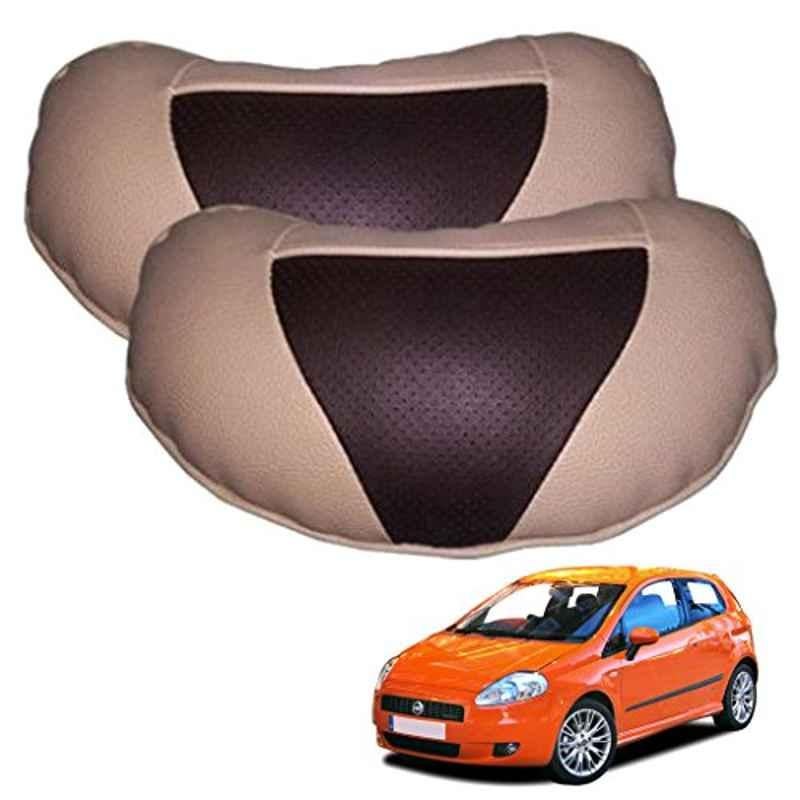 Kozdiko 2 Pcs Brown & Beige Neck Rest Set for Fiat Grand Punto, koz_38892