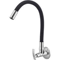Prestige Passion Brass Chrome Finish Black Flexible Sink Cock with Wall Flange