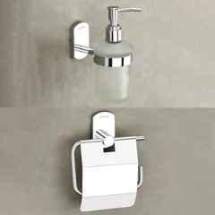 Plantex Parv 304 Grade Stainless Steel Toilet Paper Holder/Liquid Soap Dispenser/Bathroom Accessories Chrome