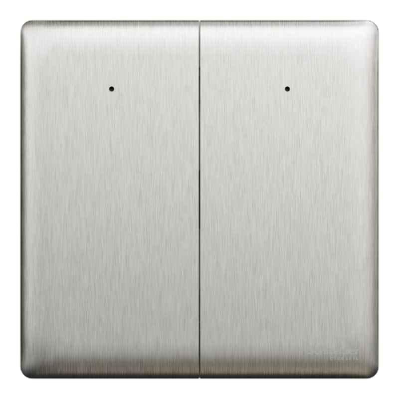 Schneider Electric Unica X 16A 250V 1 Way 2 Gangs Stainless Steel Switch with LED, NUX32_1N_SS