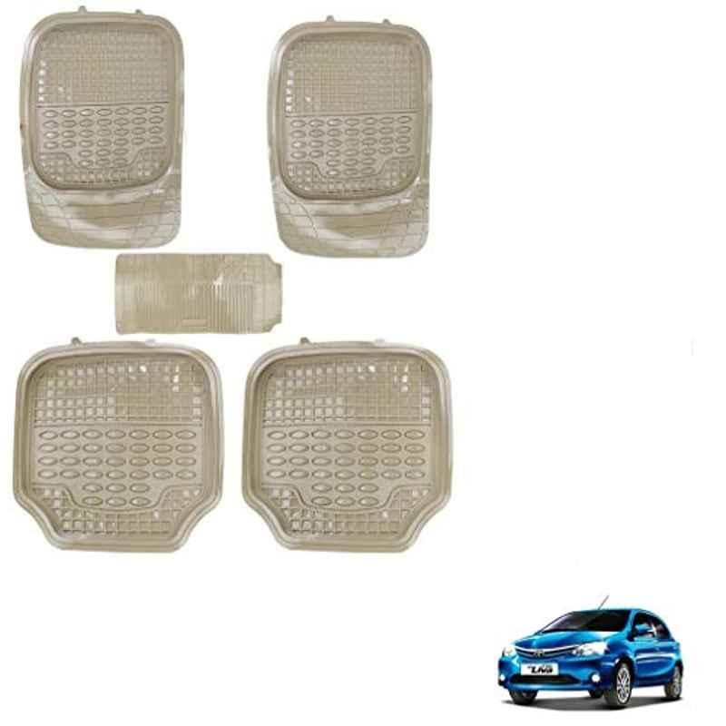Kozdiko 5 Pcs 4G Beige Rubber & PVC Heavy Car Foot Mat Set for Toyota Etios Liva, koz_81214
