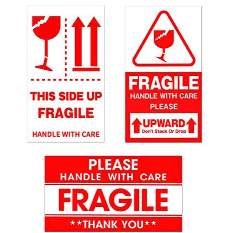 Rubik 250Pcs 9x5cm Red & White This Side Up Handle With Care Upward Thank You Warning Fragile Label Sticker  Set