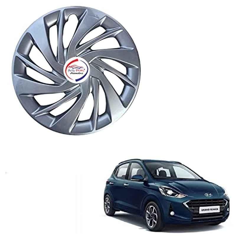 Auto Pearl 4 Pcs 14 inch ABS Silver ER13 Hubcap Wheel Cover Set with Retention Ring for Hyundai i10 Grand Nios