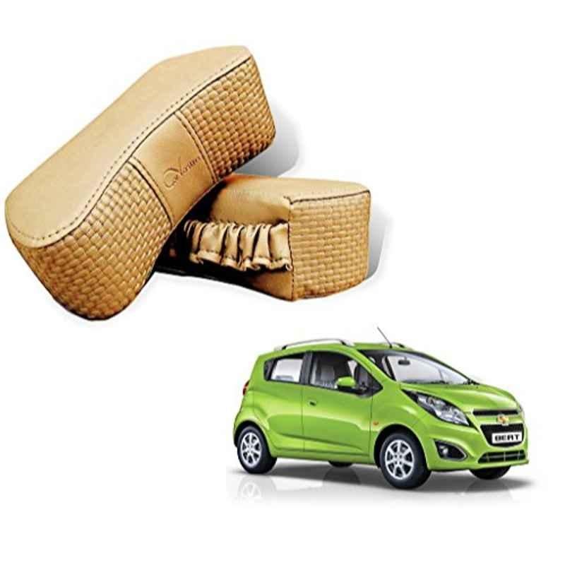 Kozdiko 2 Pcs Memory Foam Beige Neck Rest Cushion Pillow Set for Chevrolet Beat, Koz-5189
