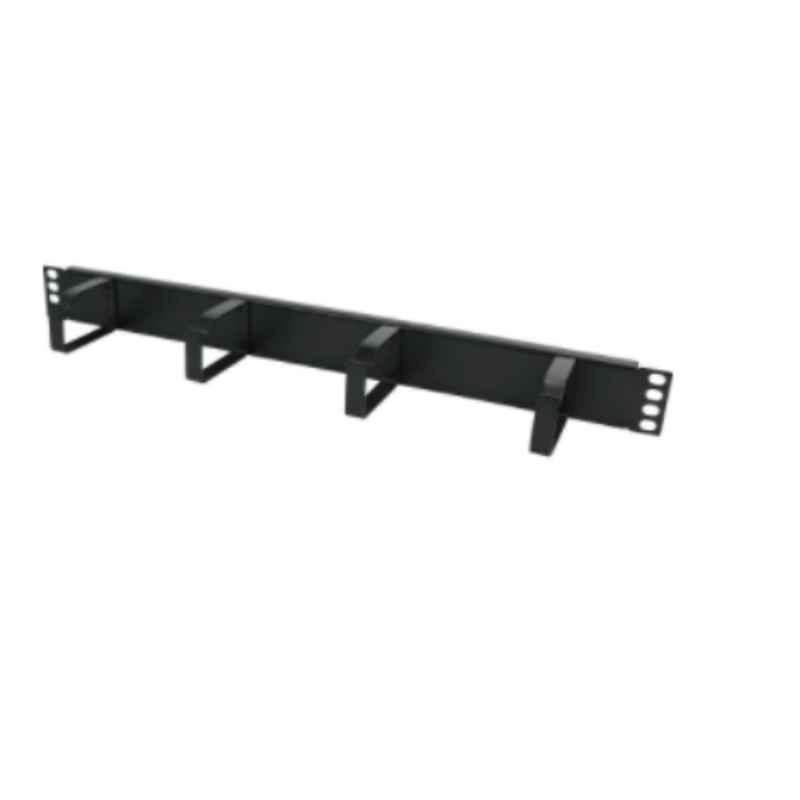 Excel 65mm Black Cable Management Bar with 1 Rack 4 Vertical Metal Hoops, 100-582