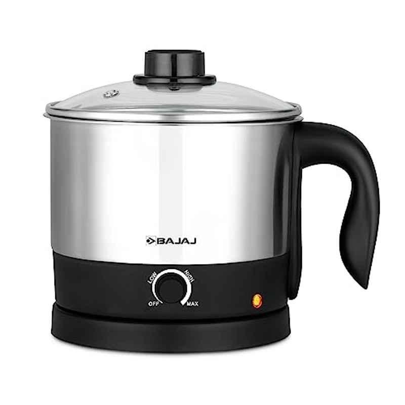 Bajaj KTS 1 Litre 1000W Silver & Black Multicook Electric Kettle with 2 Years Warranty, 670112