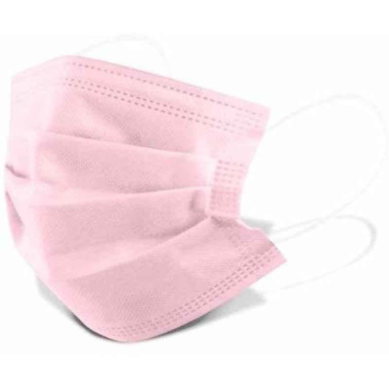 Wellstar 3 Layer Protective Pink Surgical Face Mask with Nose Clip, COURFUL MASK-08 (Pack of 100)
