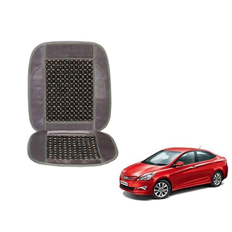 Kozdiko Wooden Beads Car Seat Cushion with Velvet Border for Hyundai Verna Fluidic 4S