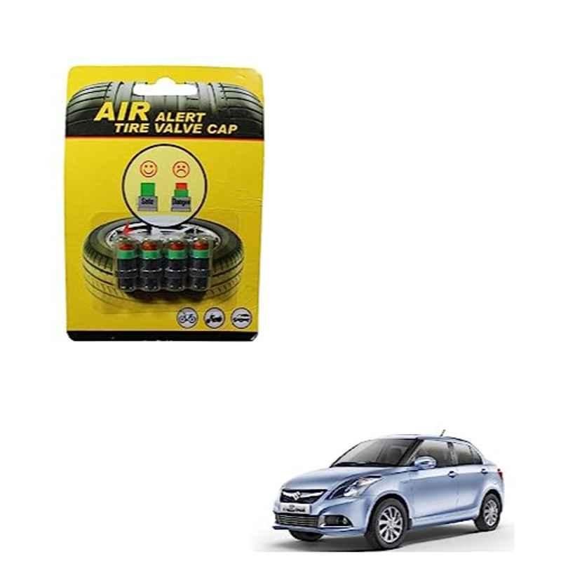 Kozdiko 4 Pcs Plastic Air Alert Car Tyre Valve Caps Set for Maruti Suzuki Dzire Type-2 2011-2016