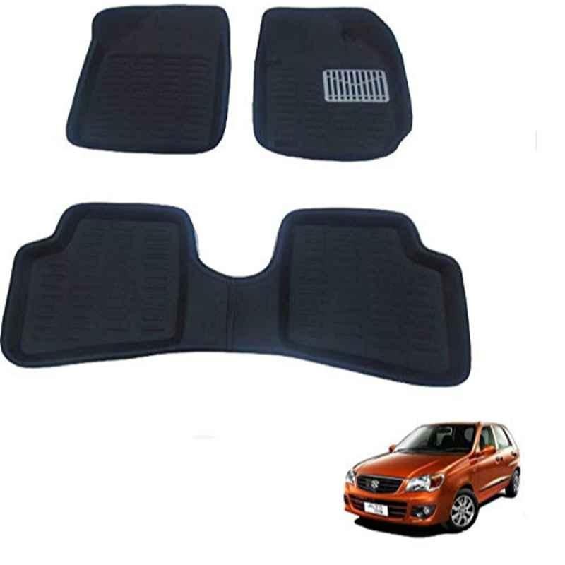 Kozdiko Thermoplastic Elastomer Black 3D Car Floor Mat Set for Maruti Suzuki Alto K10