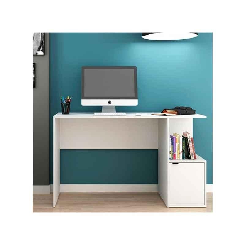 Homebox 135x44.5x80cm Particle Board White Salvador Study Desk with 1 Door Cabinet, BC75-06