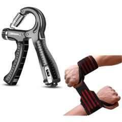 Shopeleven ABS & Steel Adjustable Hand Gripper with Gym Wrist Band