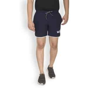 World Sportss Lycra Blend Dark Blue Solid Sports Shorts for Men, SHXL21NVBRND1, Size: XL
