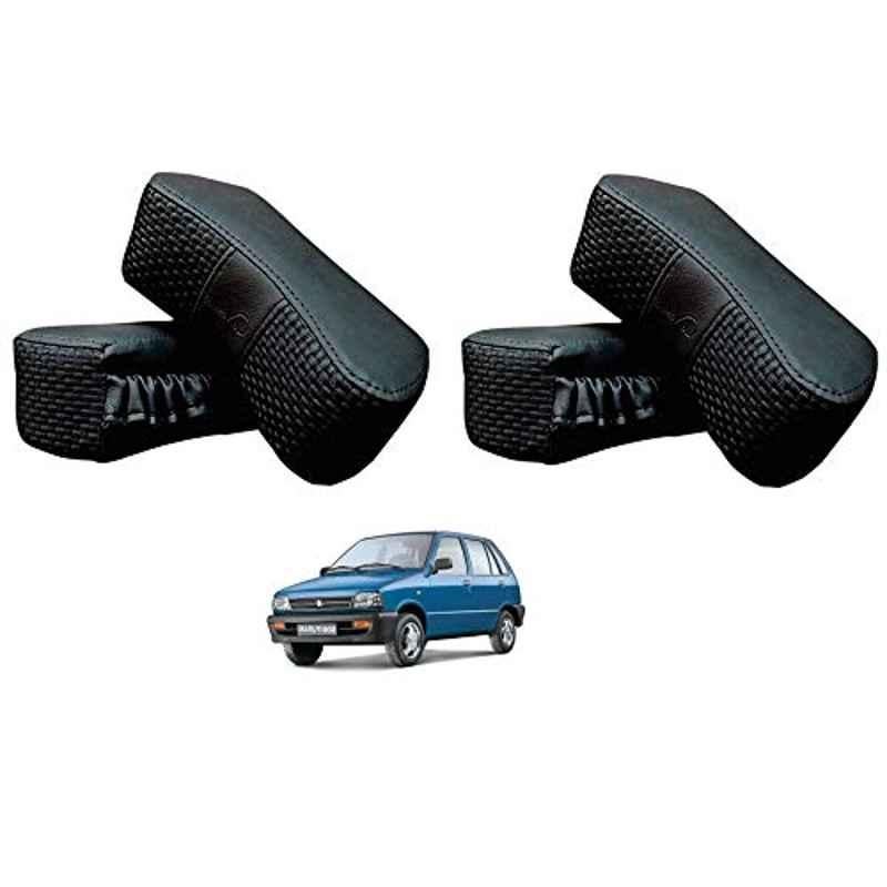 Kozdiko 4 Pcs CV Designer Black Leatherite Neck Rest Car Cushion Pillow Set for Maruti Suzuki 800
