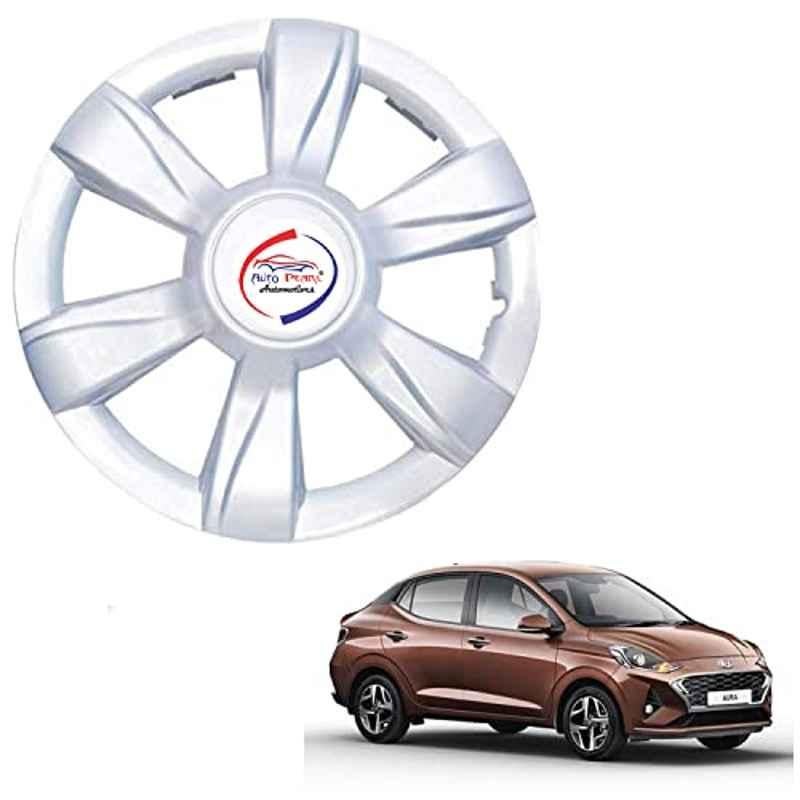 Auto Pearl 4 Pcs 15 inch ABS Xylo Silver Hubcap Wheel Cover Set with Retention Ring for Hyundai Aura