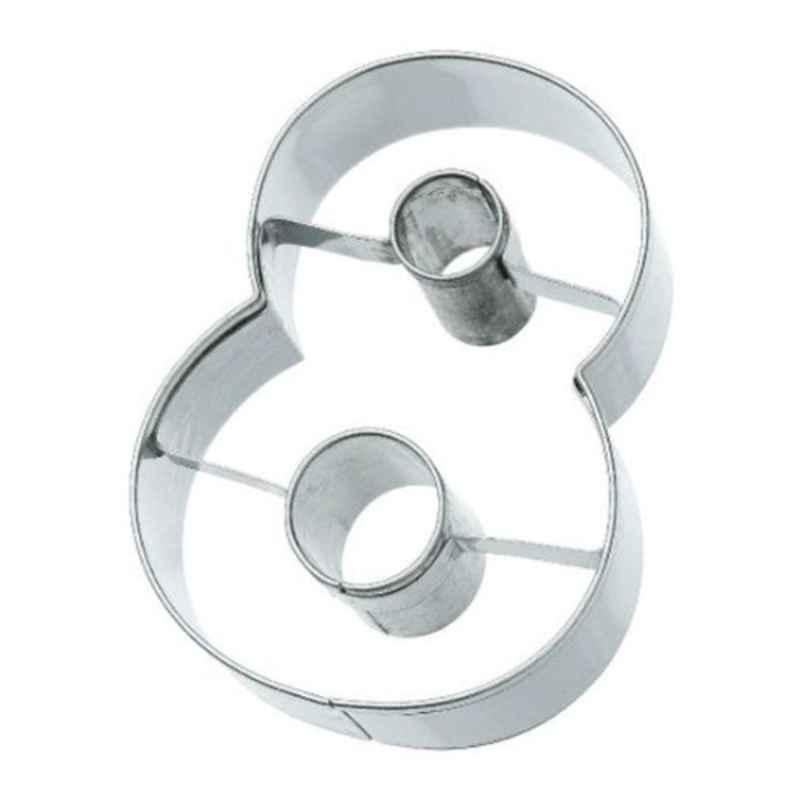 Number 8 Shaped Stainless Steel Silver Cookie Cutter