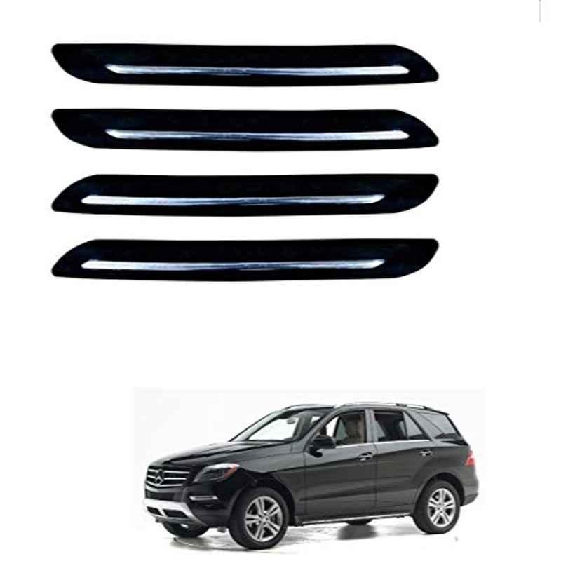 Kozdiko 4 Pcs PVC Black Car Bumper Protector Set with Chrome Strip for Mercedes Benz M-Class