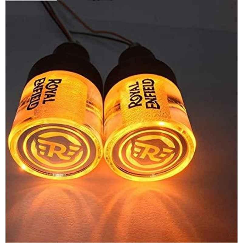 AOW Handle Bar End Dual Led Crystal Side Indicator Lights for All Royal Enfield Models (Orange) K-6.6(Set of 2)