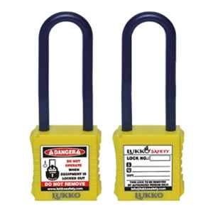 Lukko Safety 76mm Nylon Yellow Long Shackle Safety Lockout Padlockwith 2 Keys, LS-LC48
