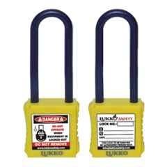 Lukko Safety 76mm Nylon Yellow Long Shackle Safety Lockout Padlockwith 2 Keys, LS-LC48