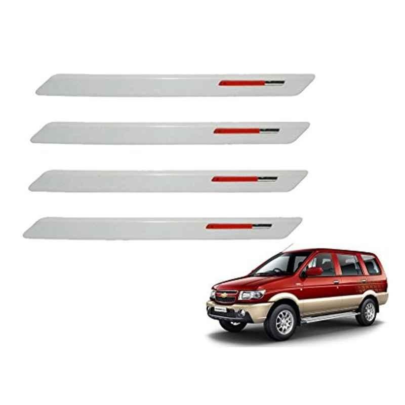 Kozdiko 4 Pcs White & Red Designer Car Bumper Protector Set for Chevrolet Tavera, KOZ-31453