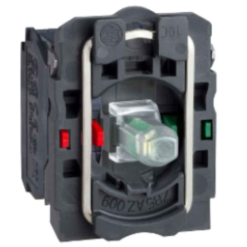 Schneider Harmony 110-120V 1NO+1NC Green Light Block with Body Fixing Collar & Integral LED, ZB5AW0G35