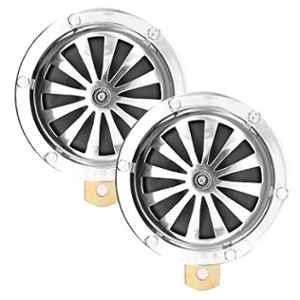 AllExtreme Shon O-108 Bike & Car Horns Super Loud Sound Air Siren (12V, Black & Silver), (Pack of 2)
