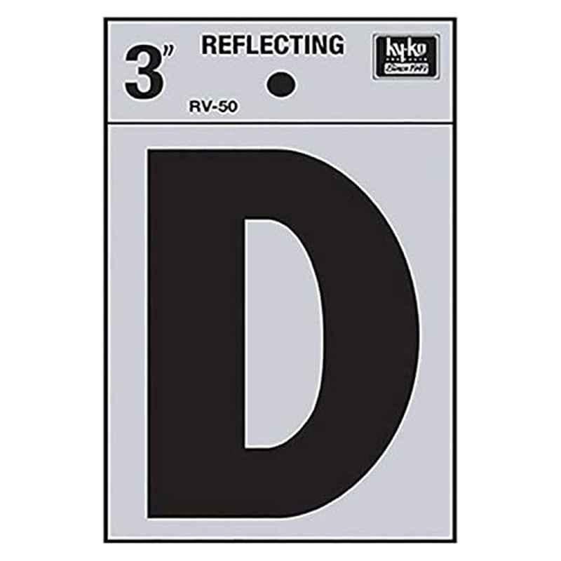 HY-KO RV-50/D 3 inch Vinyl Black Reflective Letter D, 107113