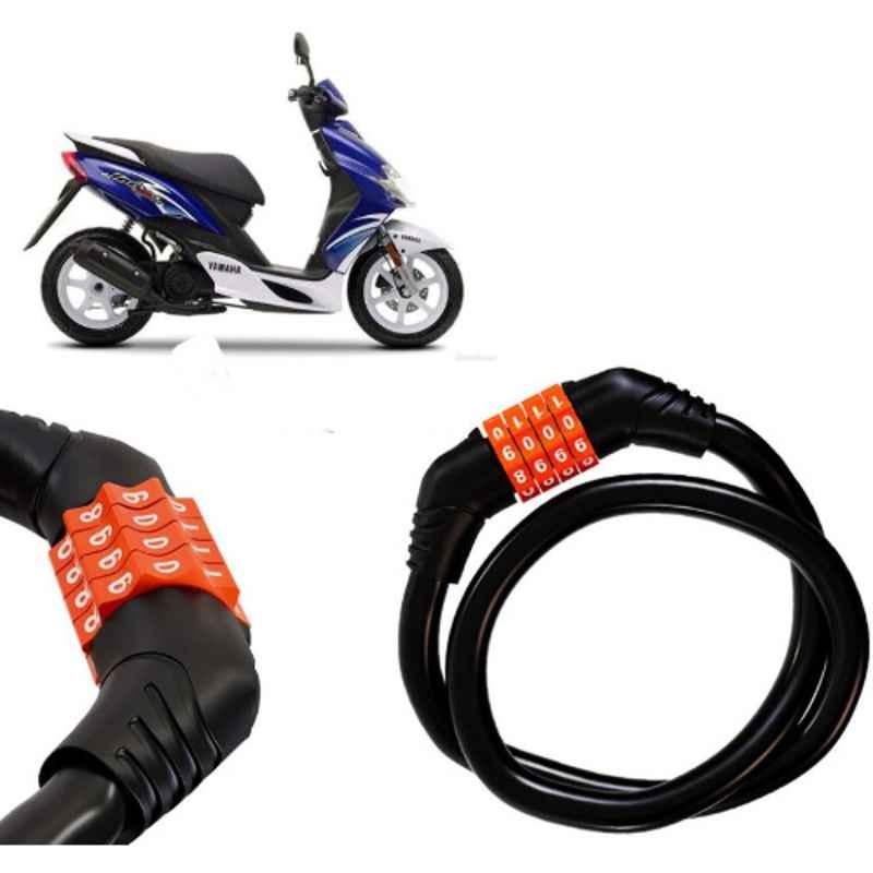 Auto Pearl Black & Orange 4 Digit Anti-Theft Combination Number Lock for Jog R