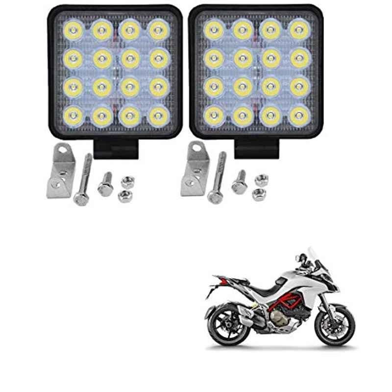 Kozdiko 2 Pcs 48W 16 LED Square Bright Beam White Fog Light Set for Ducati Multisyrada, koz_92901