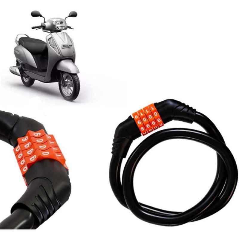 Auto Pearl Black & Orange 4 Digit Anti-Theft Combination Number Lock for Access 125