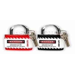 Asian Loto 2 Pcs Metal & Plastic Red & Black Regular Shackle Jacket Padlock Set with 3 Keys, ALC-LPR