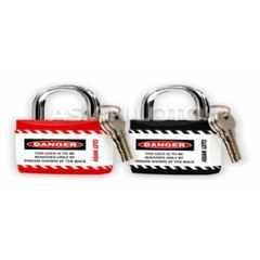Asian Loto 2 Pcs Metal & Plastic Red & Black Regular Shackle Jacket Padlock Set with 3 Keys, ALC-LPR